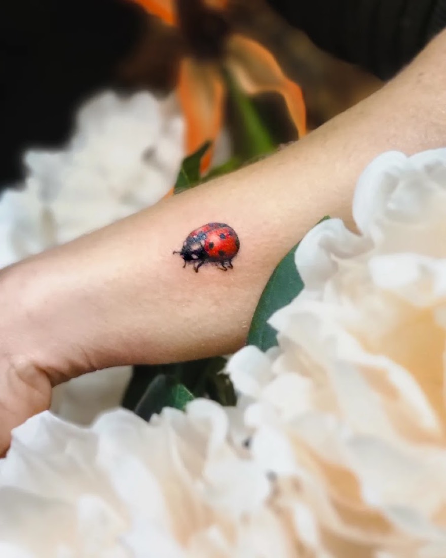 Tatouage Coccinelle réalisé par Erika, Phanpy Ink, Villefranche-sur-Saône