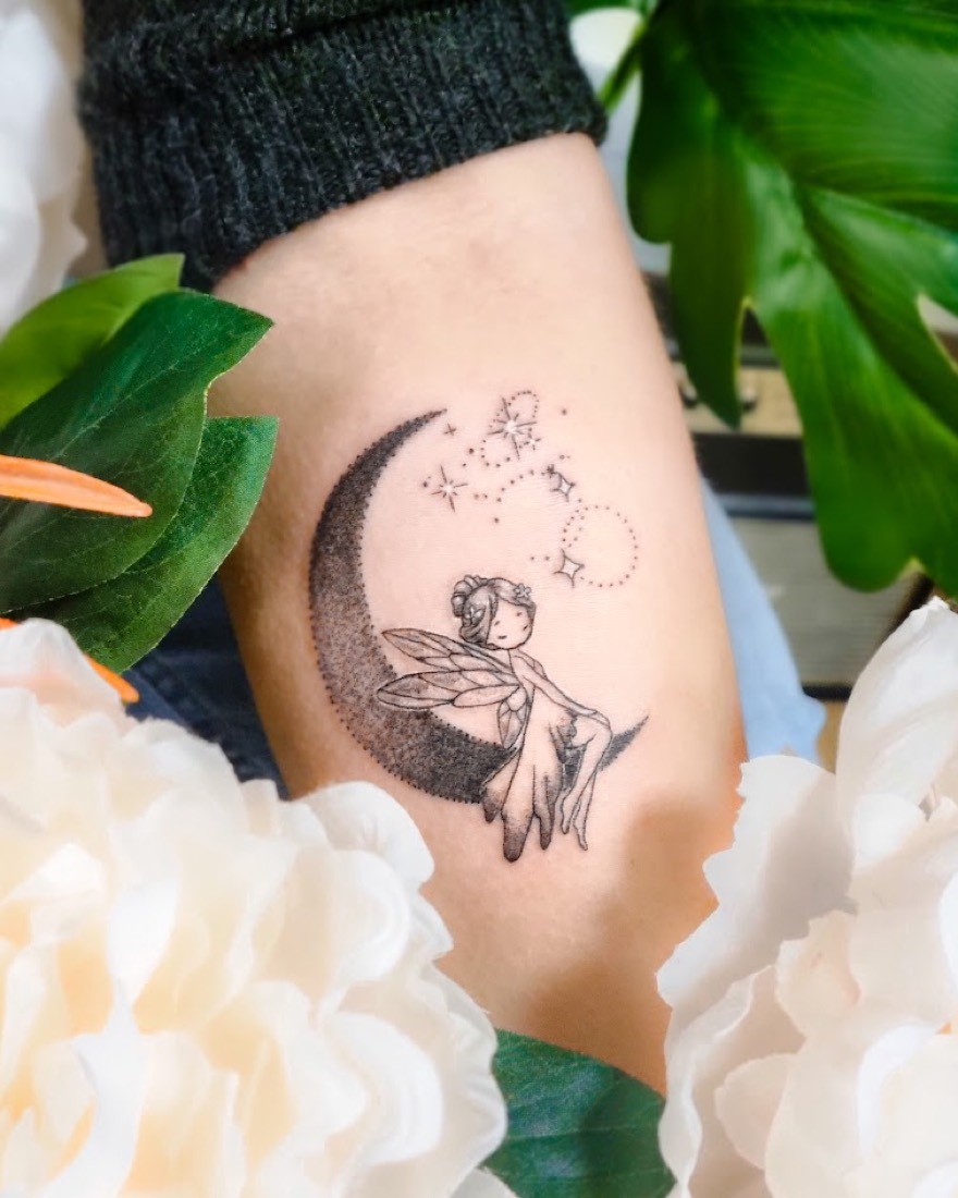 Tatouage Fée réalisé par Erika, Phanpy Ink, Villefranche-sur-Saône