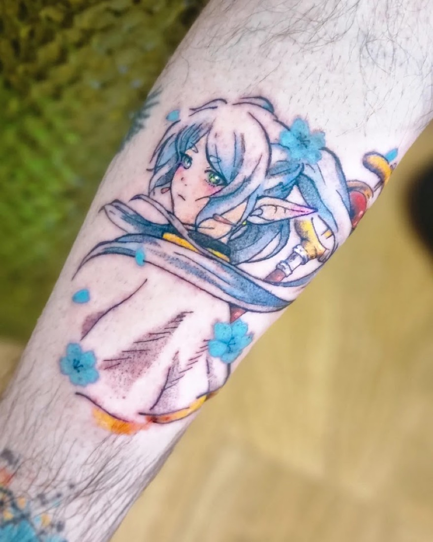 Tatouage Frieren en couleur par Erika, Phanpy Ink