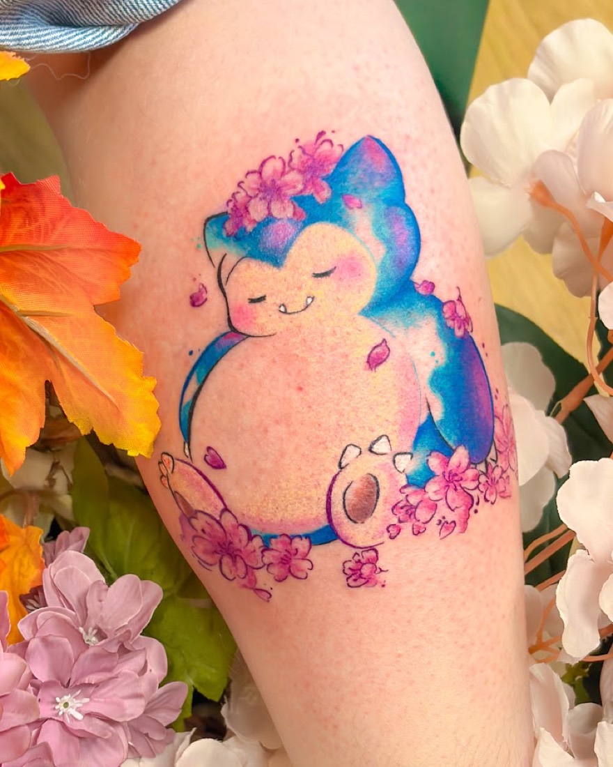 Tatouage Ronflex, Pokémon, en couleur, Phanpy Ink