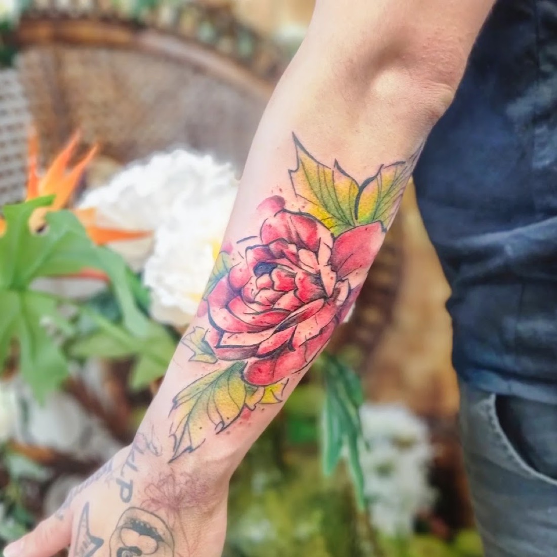 Tatouage Rose réalisé par Erika, Phanpy Ink, Villefranche-sur-Saône